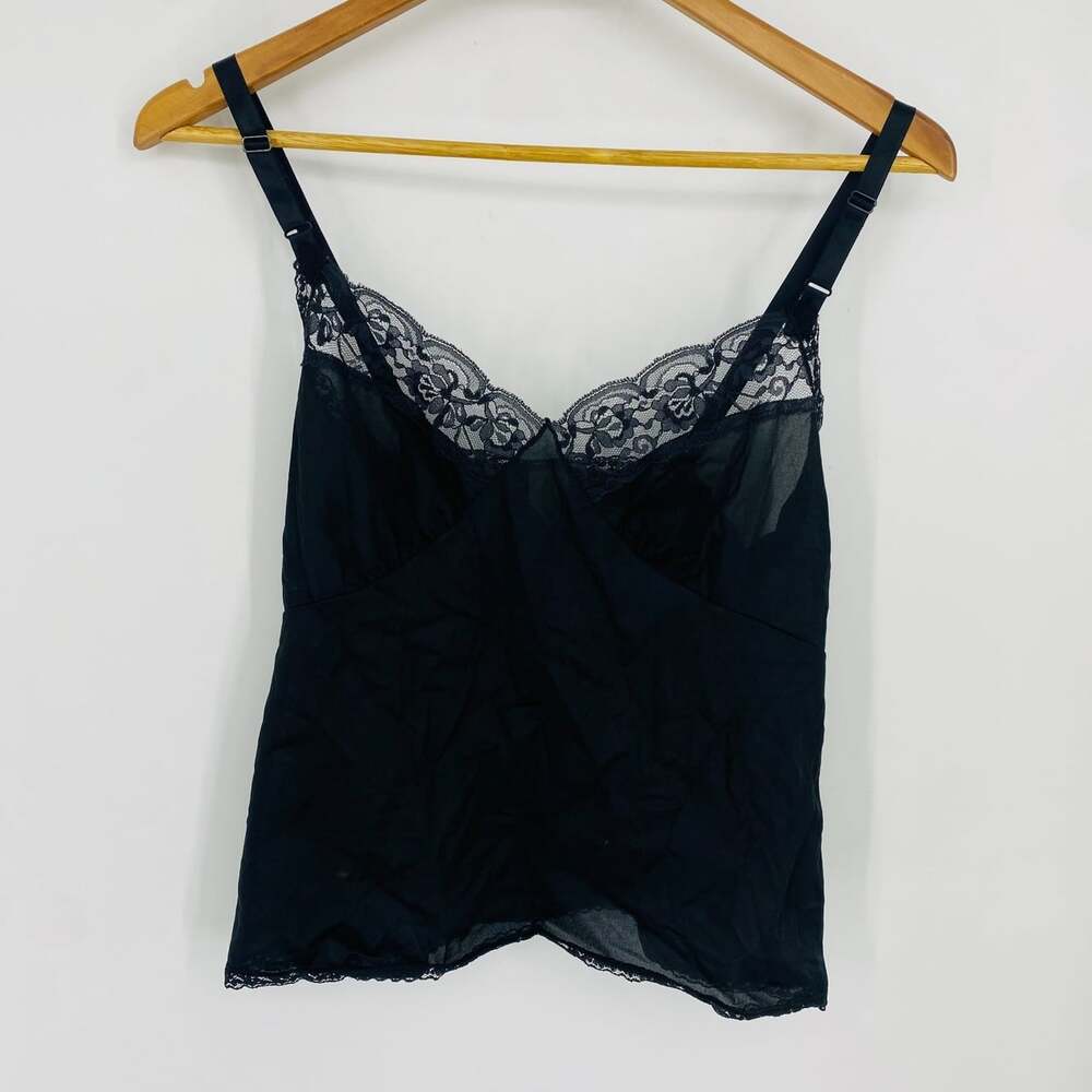 Vintage Aristocrisy Black Lace Camisole 34 Union Made Lingerie Cami Top USA